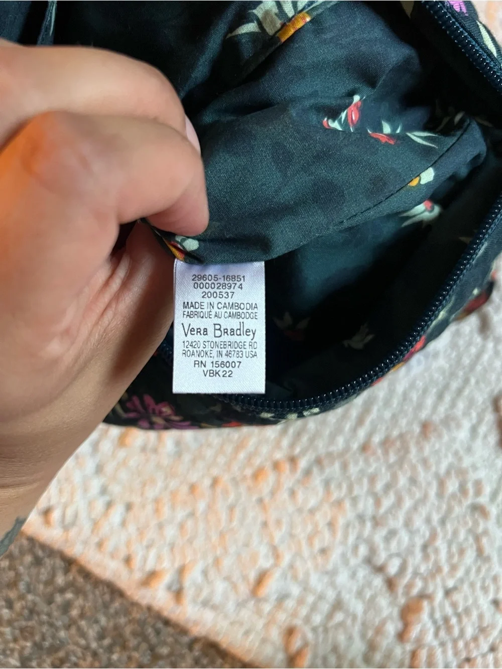Vera Bradley Black Quilted Floral Crossbody with Pink & Yellow Flowers